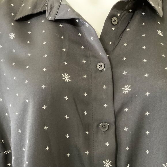Ava & Viv career blouse plus size 3X black w star print long sleeve button up - Picture 2 of 12
